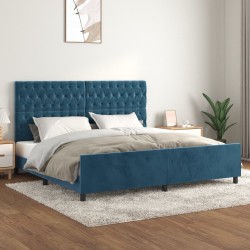 vidaXL Bettgestell mit Kopfteil Dunkelblau 200x200 cm Samt