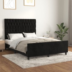 vidaXL Bettgestell mit Kopfteil Schwarz 140x190 cm Samt