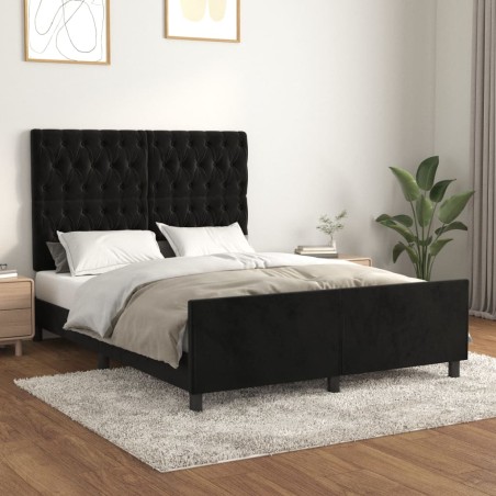 vidaXL Bettgestell mit Kopfteil Schwarz 140x190 cm Samt