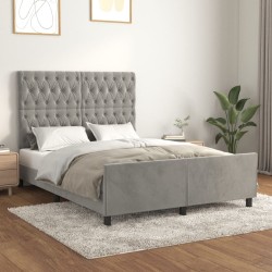 vidaXL Bettgestell mit Kopfteil Hellgrau 140x190 cm Samt