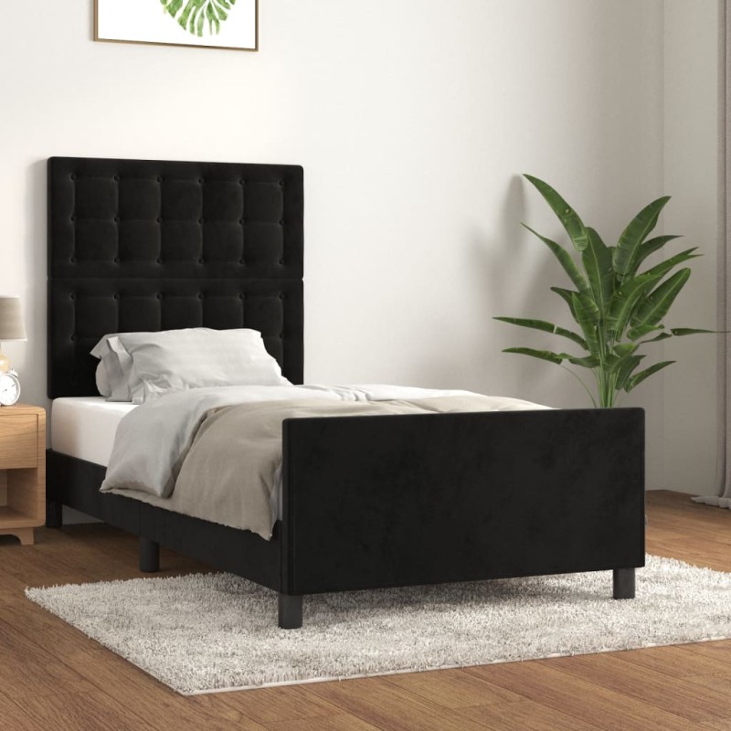 vidaXL Bettgestell mit Kopfteil Schwarz 100x200 cm Samt vidaXL Bettgestell mit Kopfteil Schwarz 100x200 cm Samt