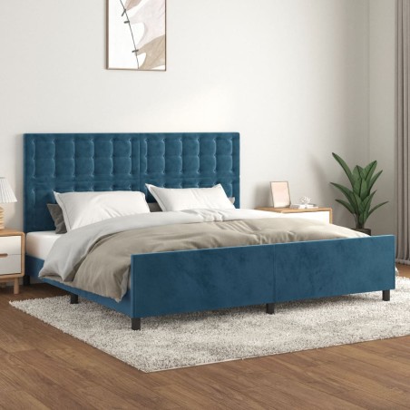 vidaXL Bettgestell mit Kopfteil Dunkelblau 200x200 cm Samt