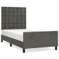 vidaXL Bettgestell mit Kopfteil Dunkelgrau 90x190 cm Samt vidaXL Bettgestell mit Kopfteil Dunkelgrau 90x190 cm Samt