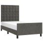 vidaXL Bettgestell mit Kopfteil Dunkelgrau 90x190 cm Samt vidaXL Bettgestell mit Kopfteil Dunkelgrau 90x190 cm Samt