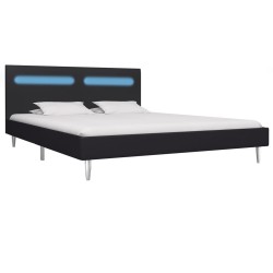 Bettgestell mit LED Schwarz Stoff 180 x 200 cm