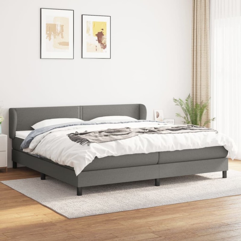 vidaXL Boxspringbett mit Matratze Dunkelgrau 200x200 cm Stoff vidaXL Boxspringbett mit Matratze Dunkelgrau 200x200 cm Stoff