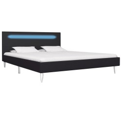 Bettgestell mit LED Schwarz Stoff 140 x 200 cm
