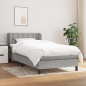vidaXL Boxspringbett mit Matratze Hellgrau 90x190 cm Stoff vidaXL Boxspringbett mit Matratze Hellgrau 90x190 cm Stoff