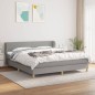vidaXL Boxspringbett mit Matratze Hellgrau 160x200 cm Stoff vidaXL Boxspringbett mit Matratze Hellgrau 160x200 cm Stoff