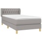 vidaXL Boxspringbett mit Matratze Hellgrau 90x190 cm Stoff vidaXL Boxspringbett mit Matratze Hellgrau 90x190 cm Stoff