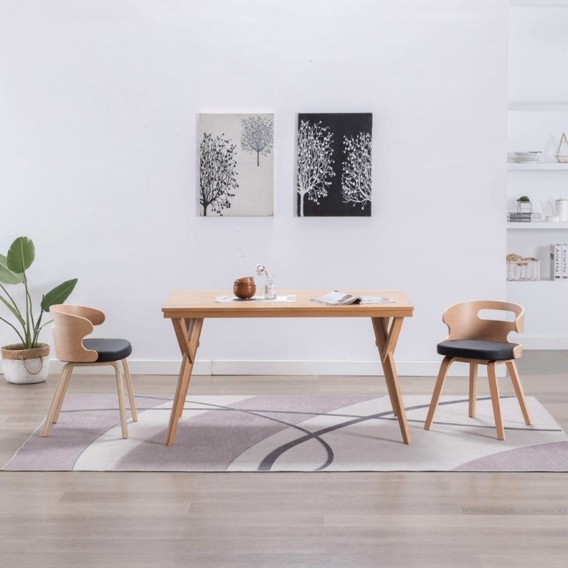 vidaXL Esszimmerstühle 2 Stk. Schwarz Bugholz und Kunstleder vidaXL Esszimmerstühle 2 Stk. Schwarz Bugholz und Kunstleder