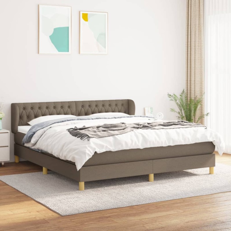 vidaXL Boxspringbett mit Matratze Taupe 180x200 cm Stoff vidaXL Boxspringbett mit Matratze Taupe 180x200 cm Stoff
