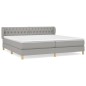 vidaXL Boxspringbett mit Matratze Hellgrau 200x200 cm Stoff vidaXL Boxspringbett mit Matratze Hellgrau 200x200 cm Stoff