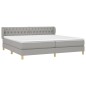 vidaXL Boxspringbett mit Matratze Hellgrau 200x200 cm Stoff vidaXL Boxspringbett mit Matratze Hellgrau 200x200 cm Stoff
