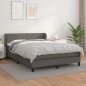 vidaXL Boxspringbett mit Matratze Grau 140x190 cm Kunstleder vidaXL Boxspringbett mit Matratze Grau 140x190 cm Kunstleder