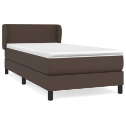 vidaXL Boxspringbett mit Matratze Braun 100x200 cm Kunstleder