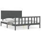 Massivholzbett mit Kopfteil Grau 160x200 cm Massivholzbett mit Kopfteil Grau 160x200 cm