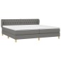 vidaXL Boxspringbett mit Matratze Dunkelgrau 200x200 cm Stoff vidaXL Boxspringbett mit Matratze Dunkelgrau 200x200 cm Stoff