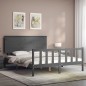 Massivholzbett mit Kopfteil Grau 160x200 cm Massivholzbett mit Kopfteil Grau 160x200 cm