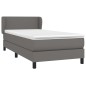 vidaXL Boxspringbett mit Matratze Grau 90x200 cm Kunstleder vidaXL Boxspringbett mit Matratze Grau 90x200 cm Kunstleder