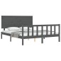 Massivholzbett mit Kopfteil Grau 160x200 cm Massivholzbett mit Kopfteil Grau 160x200 cm
