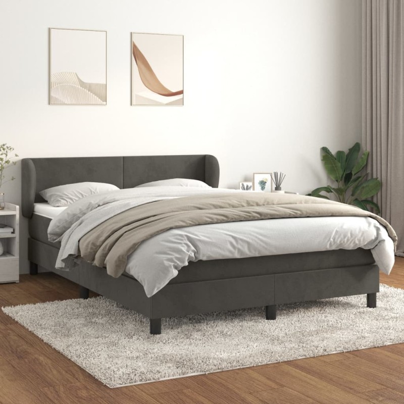 vidaXL Boxspringbett mit Matratze Dunkelgrau 140x200 cm Samt vidaXL Boxspringbett mit Matratze Dunkelgrau 140x200 cm Samt