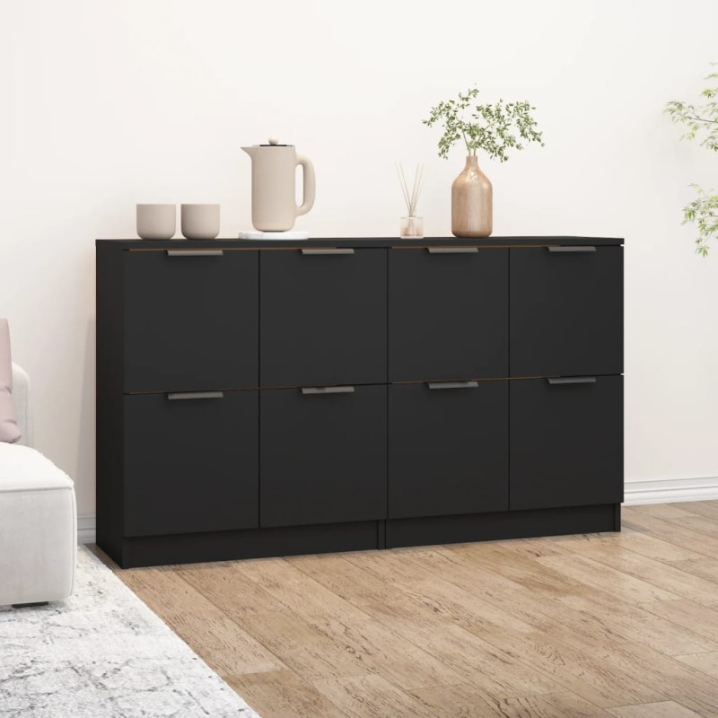 vidaXL Sideboards 2 Stk. Schwarz 60x30x70 cm Holzwerkstoff vidaXL Sideboards 2 Stk. Schwarz 60x30x70 cm Holzwerkstoff