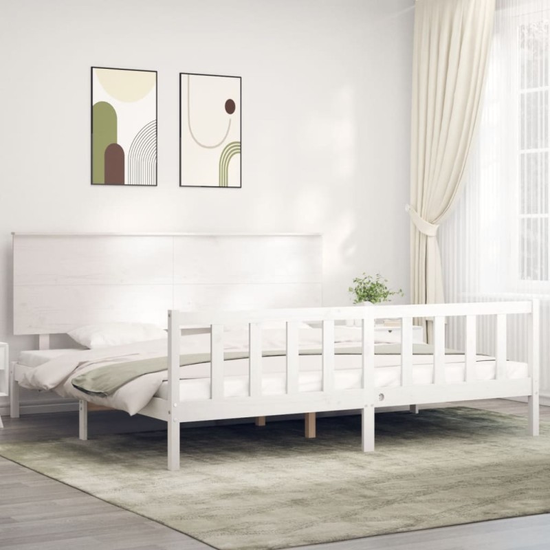 vidaXL Massivholzbett ohne Matratze Weiß 200x200 cm Kiefernholz vidaXL Massivholzbett ohne Matratze Weiß 200x200 cm Kiefernholz