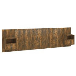 vidaXL Kopfteil mit Nachttischen Räuchereiche Holzwerkstoff