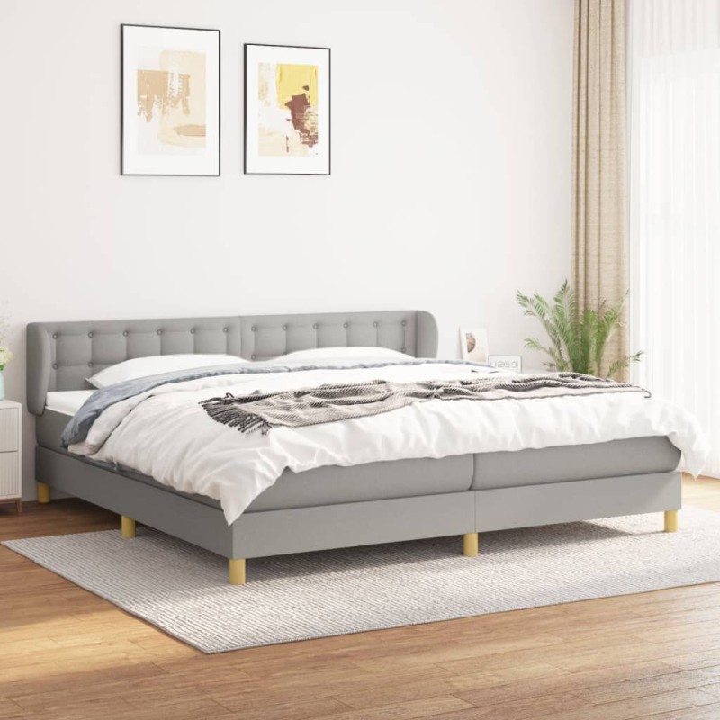 vidaXL Boxspringbett mit Matratze Hellgrau 200x200 cm Stoff vidaXL Boxspringbett mit Matratze Hellgrau 200x200 cm Stoff