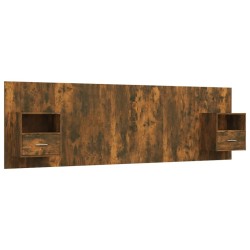 vidaXL Bettkopfteil mit Nachttischen Räuchereiche Holzwerkstoff