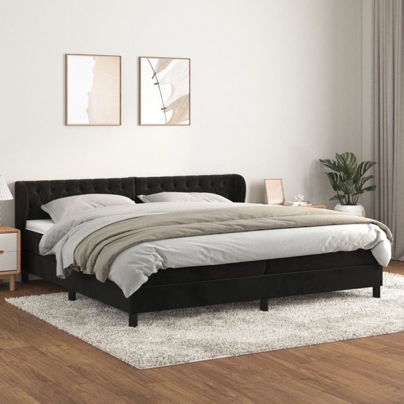 vidaXL Boxspringbett mit Matratze Schwarz 200x200 cm Samt vidaXL Boxspringbett mit Matratze Schwarz 200x200 cm Samt
