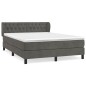 vidaXL Boxspringbett mit Matratze Dunkelgrau 140x190 cm Samt vidaXL Boxspringbett mit Matratze Dunkelgrau 140x190 cm Samt