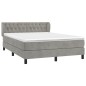 vidaXL Boxspringbett mit Matratze Hellgrau 140x200 cm Samt vidaXL Boxspringbett mit Matratze Hellgrau 140x200 cm Samt