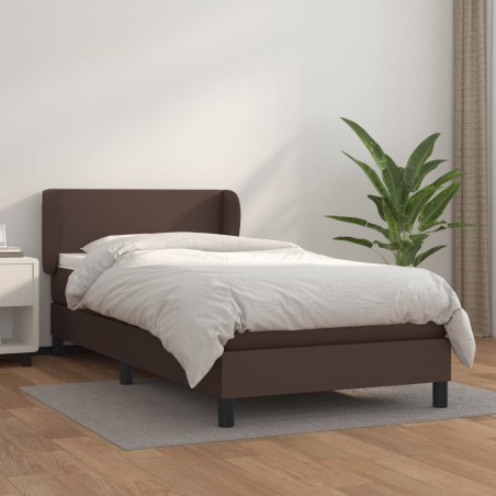 vidaXL Boxspringbett mit Matratze Braun 80x200 cm Kunstleder