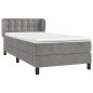 vidaXL Boxspringbett mit Matratze Hellgrau 80x200 cm Samt vidaXL Boxspringbett mit Matratze Hellgrau 80x200 cm Samt