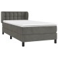 vidaXL Boxspringbett mit Matratze Dunkelgrau 100x200 cm Samt vidaXL Boxspringbett mit Matratze Dunkelgrau 100x200 cm Samt