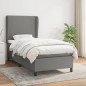 vidaXL Boxspringbett mit Matratze Dunkelgrau 90x200 cm Stoff vidaXL Boxspringbett mit Matratze Dunkelgrau 90x200 cm Stoff