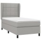 vidaXL Boxspringbett mit Matratze Hellgrau 90x200 cm Stoff vidaXL Boxspringbett mit Matratze Hellgrau 90x200 cm Stoff