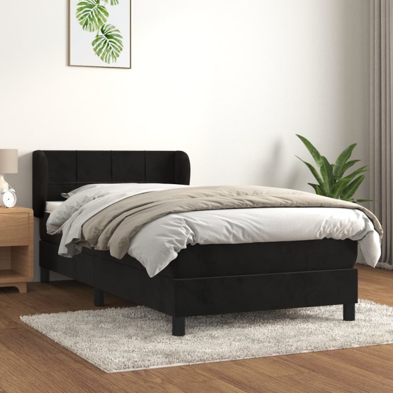 vidaXL Boxspringbett mit Matratze Schwarz 80x200 cm Samt vidaXL Boxspringbett mit Matratze Schwarz 80x200 cm Samt