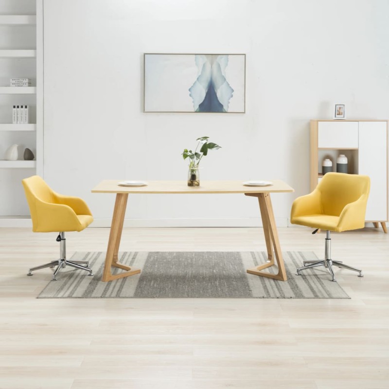 Esszimmerstühle Drehbar 2 Stk. Gelb Stoff Esszimmerstühle Drehbar 2 Stk. Gelb Stoff