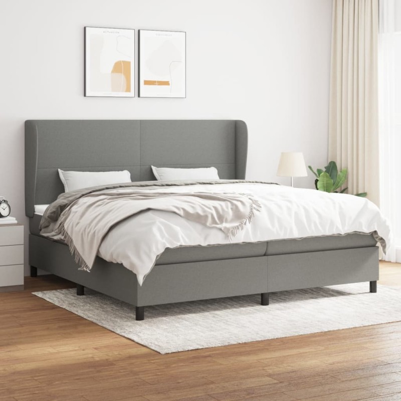 vidaXL Boxspringbett mit Matratze Dunkelgrau 200x200 cm Stoff vidaXL Boxspringbett mit Matratze Dunkelgrau 200x200 cm Stoff