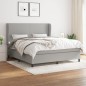 vidaXL Boxspringbett mit Matratze Hellgrau 160x200 cm Stoff vidaXL Boxspringbett mit Matratze Hellgrau 160x200 cm Stoff