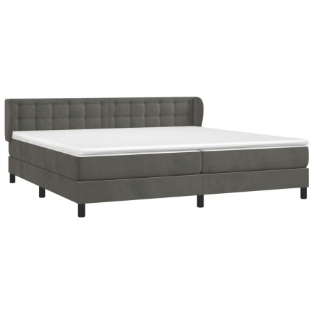 vidaXL Boxspringbett mit Matratze Dunkelgrau 200x200 cm Samt