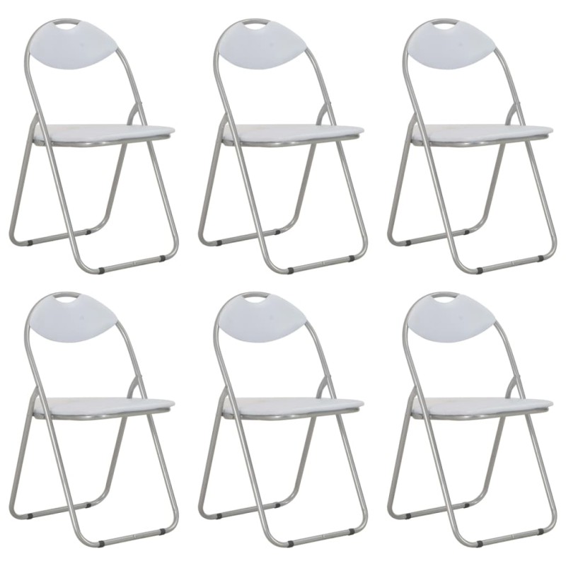 Klappbare Esszimmerstühle 6 Stk. Weiß Kunstleder Klappbare Esszimmerstühle 6 Stk. Weiß Kunstleder