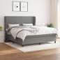 vidaXL Boxspringbett mit Matratze Dunkelgrau 180x200 cm Stoff vidaXL Boxspringbett mit Matratze Dunkelgrau 180x200 cm Stoff