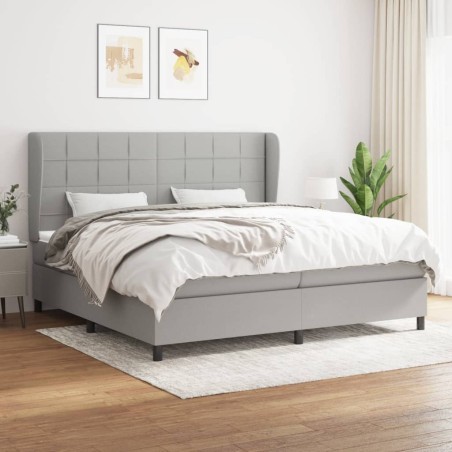 vidaXL Boxspringbett mit Matratze Hellgrau 200x200 cm Stoff