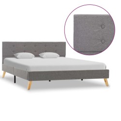 Bettgestell Hellgrau Stoff 140 × 200 cm