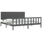 Massivholzbett mit Kopfteil Grau 200x200 cm Massivholzbett mit Kopfteil Grau 200x200 cm