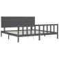 Massivholzbett mit Kopfteil Grau 200x200 cm Massivholzbett mit Kopfteil Grau 200x200 cm